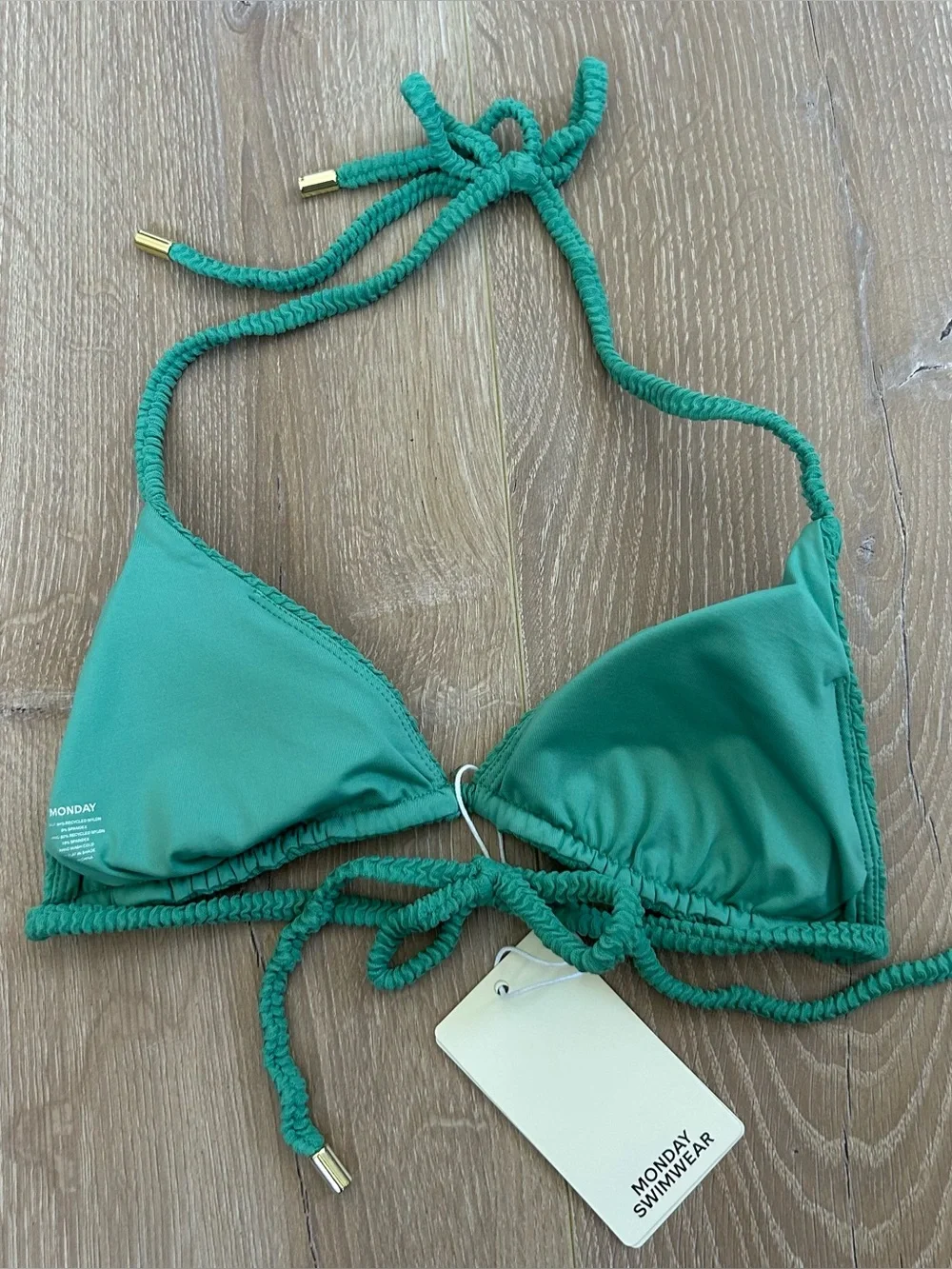 NWT New Monday Swimwear Palma Top and Palma Bottom in Pond Crinkle
